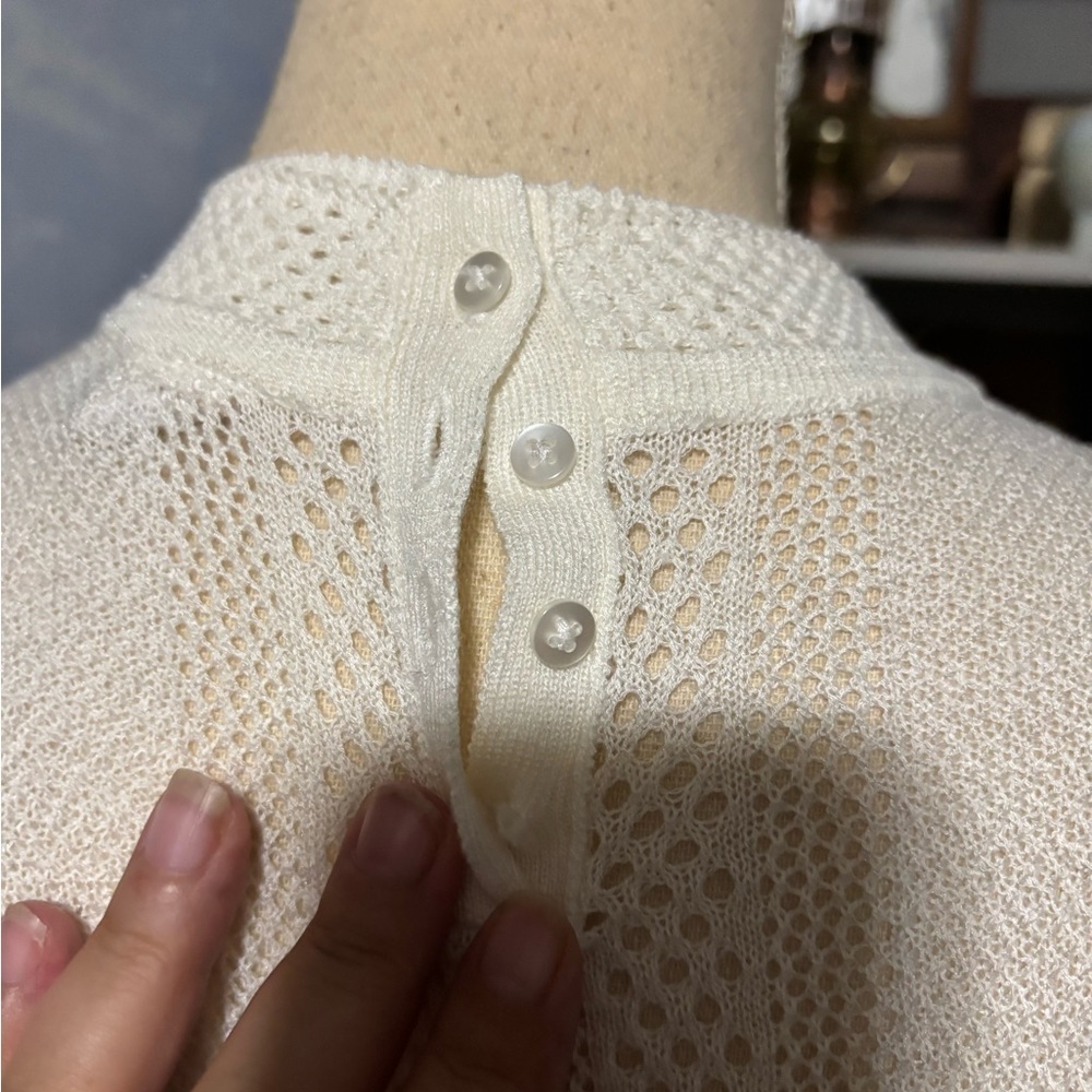 🛍Twik white Women's knit  Sweater small #cottage core #electric grandma #knit - Picture 6 of 10